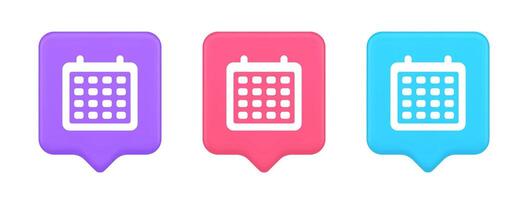 Schedule planner organizer button to do list agenda reminder service 3d realistic speech bubble icon vector
