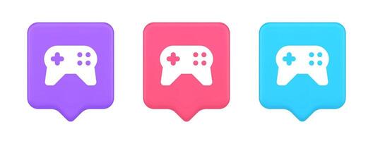 Gamepad controller virtual gaming connect button joystick joypad web app 3d realistic speech bubble icon vector