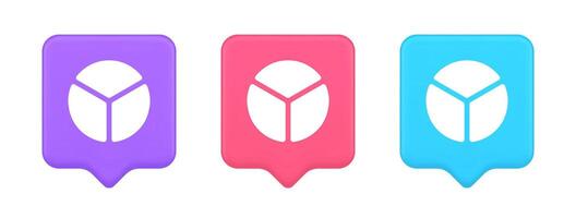Chart pie three section button financial presentation business analyzing web app 3d speech bubble icon vector