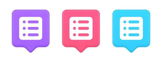 To do list agenda important message button planner business organizer time management 3d speech bubble icon vector