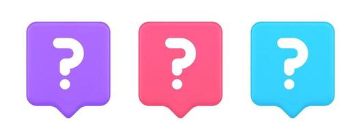 Question mark button advise attention answer FAQ point internet info support 3d speech bubble icon vector