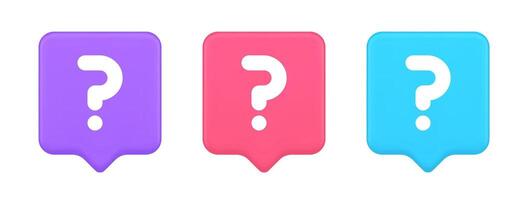 Question mark button advise attention answer FAQ point internet info support 3d speech bubble icon vector