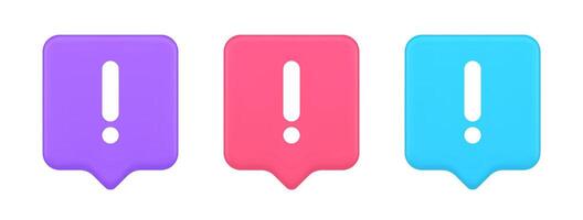 Exclamation mark keyboard button important attention point cyberspace communication 3d speech bubble icon vector