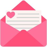 rosado correo sobre plano icono con amor marcador aislado en blanco antecedentes. vector