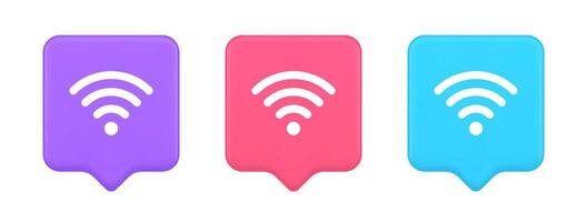 Wi fi internet connection button high speed wireless cyberspace digital network 3d speech bubble icon vector