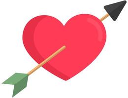 Amour symbol with arrow and heart flat illustration isolated on white background. vector