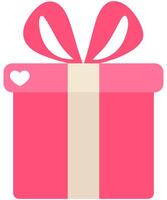 Valentine pink gift box with ribbon and bow. vector