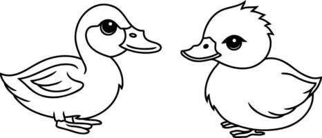 Doodle duck clip art Hand drawn animal bird icon vector