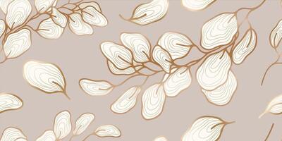 Loopable pattern with hand drawn leaves and branches. Perfect for wallpaper, wrapping paper, textile products, print, web sites, background, social media, blog, presentation and greeting card vector