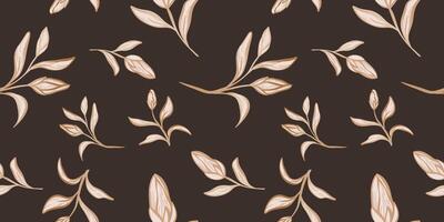 Loopable pattern with hand drawn leaves and branches. Perfect for wallpaper, wrapping paper, textile products, print, web sites, background, social media, blog, presentation and greeting card vector