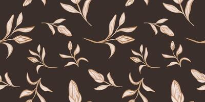 Loopable pattern with hand drawn leaves and branches. Perfect for wallpaper, wrapping paper, textile products, print, web sites, background, social media, blog, presentation and greeting card vector