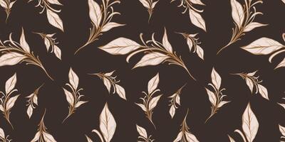 Loopable pattern with hand drawn leaves and branches. Perfect for wallpaper, wrapping paper, textile products, print, web sites, background, social media, blog, presentation and greeting card vector