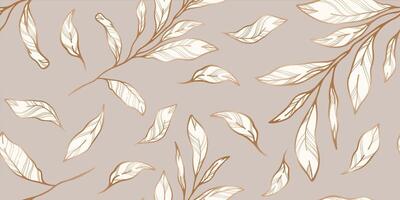 Loopable pattern with hand drawn leaves and branches. Perfect for wallpaper, wrapping paper, textile products, print, web sites, background, social media, blog, presentation and greeting card vector