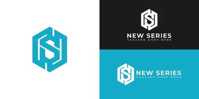 Abstract initial hexagon letters NS or SN logo in blue color isolated on multiple background colors. The logo is suitable for personal brand logo design inspiration templates. vector