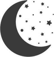 Flat illustration of moon and stars isolated on white background. vector