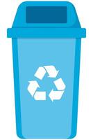 blue recycling bin with recycle logo isolated on white background. vector