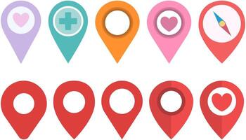 Map location pin icon set illustration isolated on white background. vector