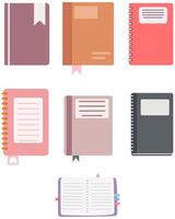 Flat illustration set of books isolated on white background. vector