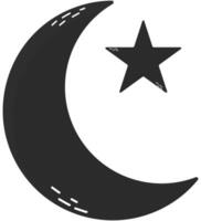 Moon and star flat icon isolated on white background. vector