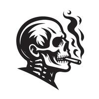 Silhouette of a Skeleton Smoking vector