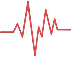 Red heartbeat line flat icon isolated on white background. vector