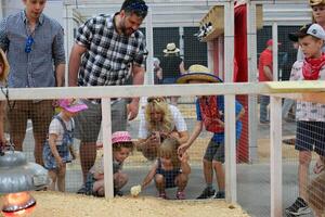 Canadá Vancouver 17.05.2024 niños visitar zoo con padres en surrey durante visitar gasto hora con familia acecho animales caricias foto