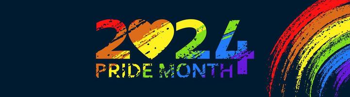 Pride Month 2024 Horizontal Banner. Pride Colors Flag Design Template vector
