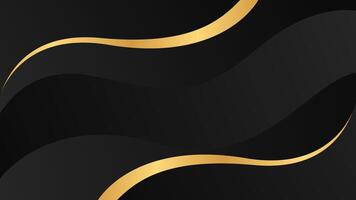 Black and gold abstract curve background, metallic wavy shapes, modern wallpaper for templates, banners, cards, web, pages, and others vector