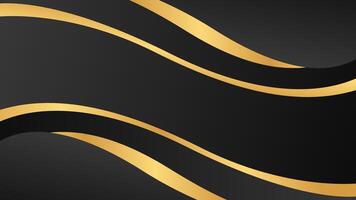 Black and gold abstract curve background, metallic wavy shapes, modern wallpaper for templates, banners, cards, web, pages, and others vector