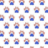 4th of July Puppy Paw Shape Pattern Graphic in USA Flag Colour. Kitten Design. 4th of July Cat Paw Texture for Independence Day. Animal Illustration. Memorial Day Star Banner. vector