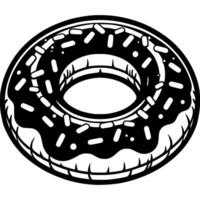 Donuts shaped inflatable lifebuoy in monochrome. Funny baby beach accessory. Simple minimalistic in black ink drawing on white background vector