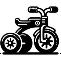 Tricycle for small children side view in monochrome. Vehicle for novice baby driver. Simple minimalistic in black ink drawing on white background vector