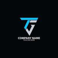 Initial modern TG triangle logo design vector
