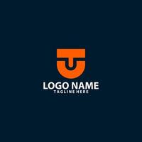 initial minimalist letter TU uppercase logo design vector