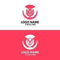 hand tulip logo design vector