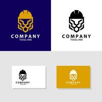 trabajador león cabeza logo diseño vector