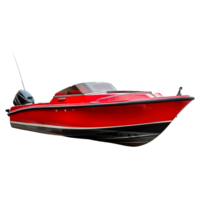 Red and black motor boat isolated on transparent background png