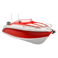 Red and black motor boat isolated on transparent background png