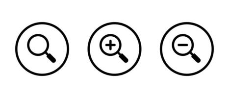 Magnifying glass and zoom icon on circle line. Magnifier, loupe concept vector