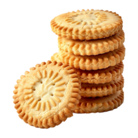 Butter cookies biscuit with wheat isolated on transparent background png