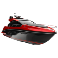 Red and black motor boat isolated on transparent background png