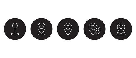 Location pin, marker icon on black circle. Map point, address concept vector