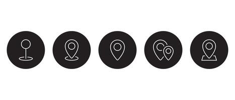 Location pin, marker icon on black circle. Map point, address concept vector