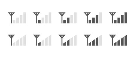 Phone signal icon in flat style. Gsm network level concept vector