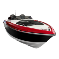 Red and black motor boat isolated on transparent background png
