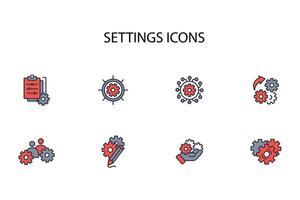 Settings icon set..Editable stroke.linear style sign for use web design,logo.Symbol illustration. vector