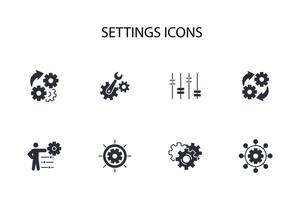 Settings icon set..Editable stroke.linear style sign for use web design,logo.Symbol illustration. vector