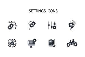 Settings icon set..Editable stroke.linear style sign for use web design,logo.Symbol illustration. vector