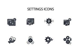 Settings icon set..Editable stroke.linear style sign for use web design,logo.Symbol illustration. vector