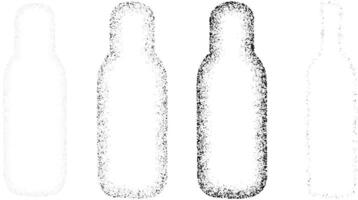 A set of realistic glass bottle illustrations. Black and white gradient-striped texture. Dotted Noise Curve and Wavy Pattern vector